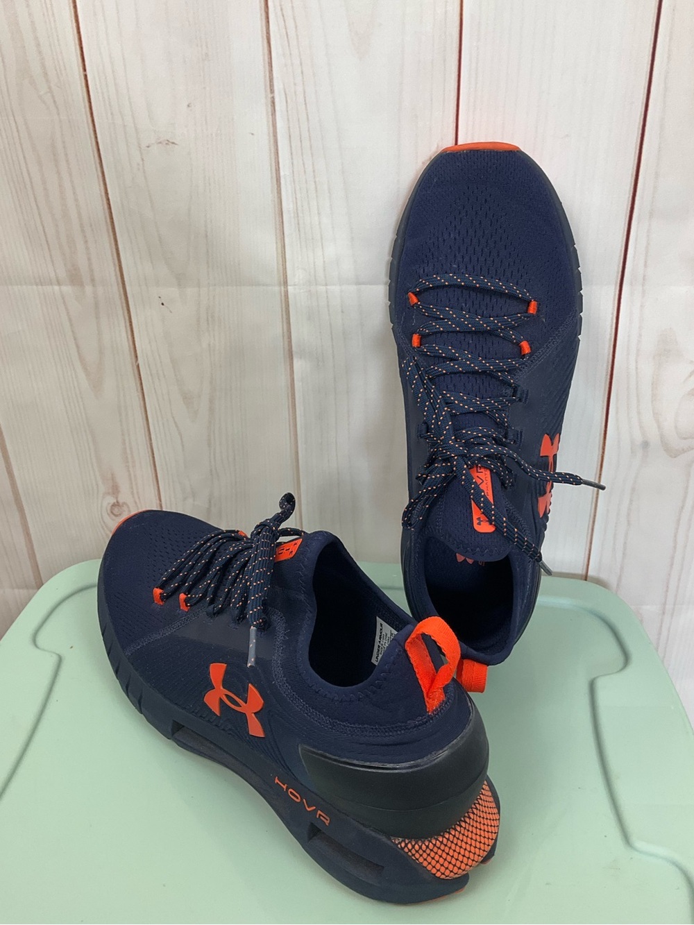 Under Armour HOVR Auburn Men's Navy Athletic Trainers with Orange Trim - Picture 3 of 9